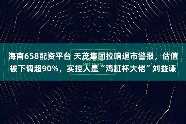 海南658配资平台 天茂集团拉响退市警报，估值被下调超90%，实控人是“鸡缸杯大佬”刘益谦